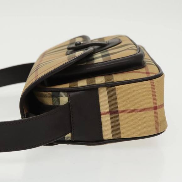 BURBERRY Nova Check Shoulder Bag PVC Silver Beige Auth 99326 - Picture 4 of 16